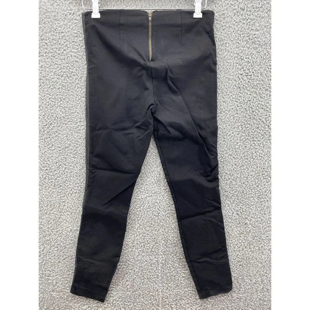 J CREW Womens Pants Sz 6 Black Skinny Ponte‎ Gray Stripe Stretch Exposed Zipper